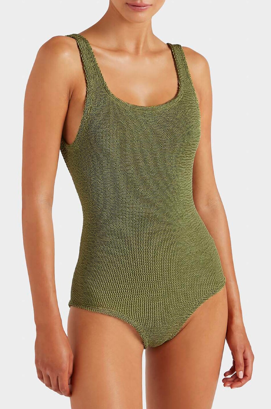 HUNZA G One-piece swimsuit with square neckline Women KHAKI 4