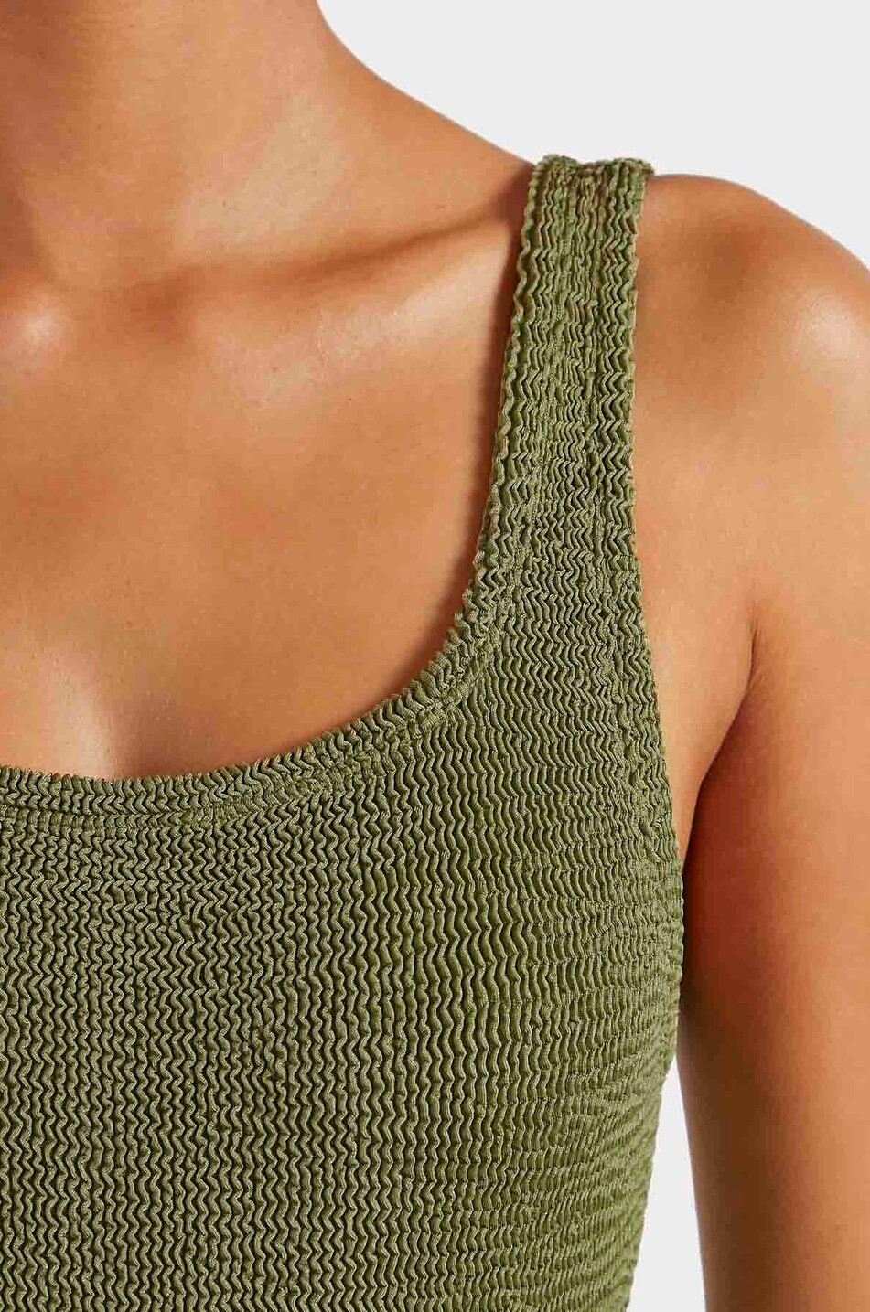 HUNZA G One-piece swimsuit with square neckline Women KHAKI 5