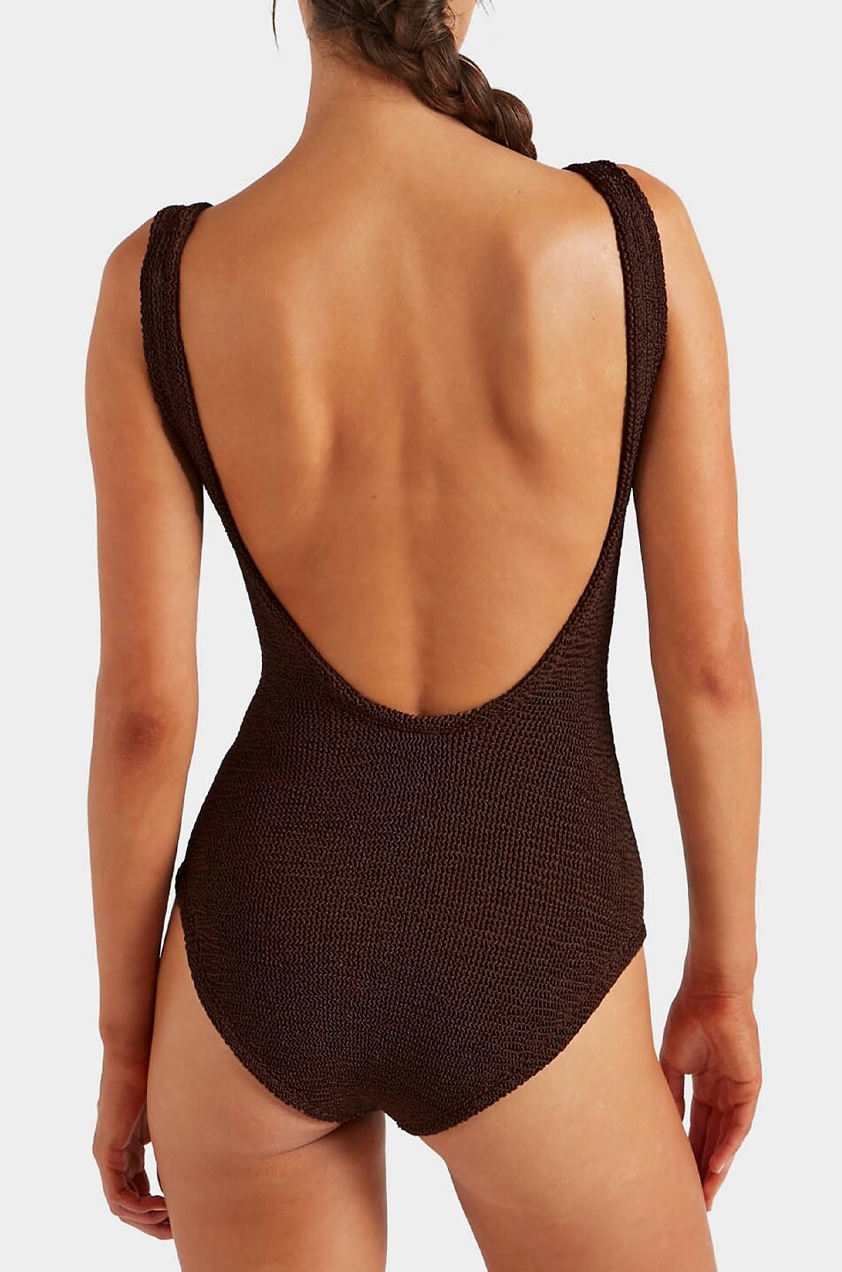 HUNZA G One-piece swimsuit with square neckline Women DARK BROWN 3