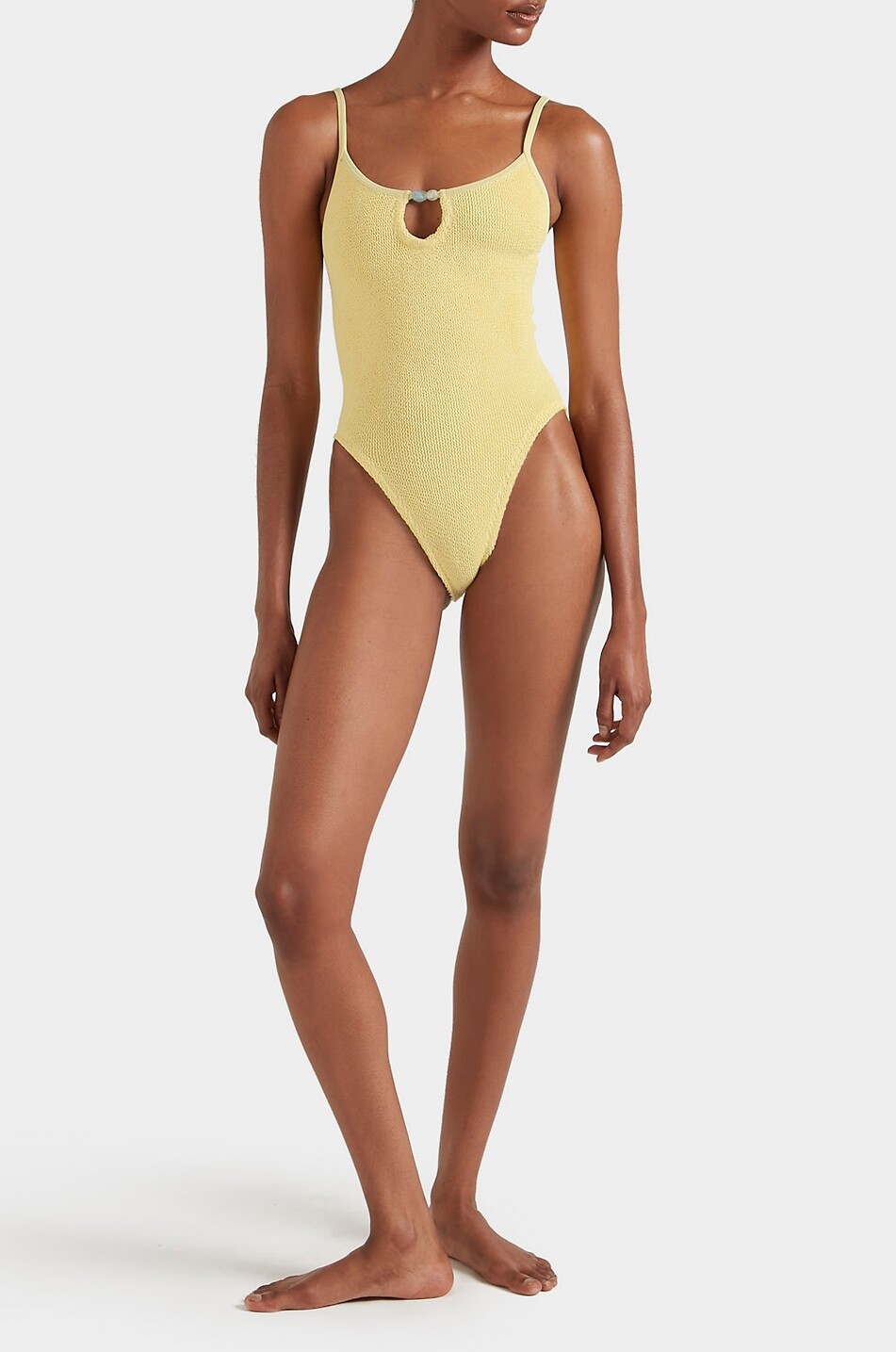 HUNZA G Mia beaded embroidered one-piece swimsuit Women YELLOW 2