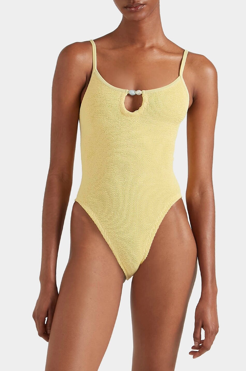 HUNZA G Mia beaded embroidered one-piece swimsuit Women YELLOW 4