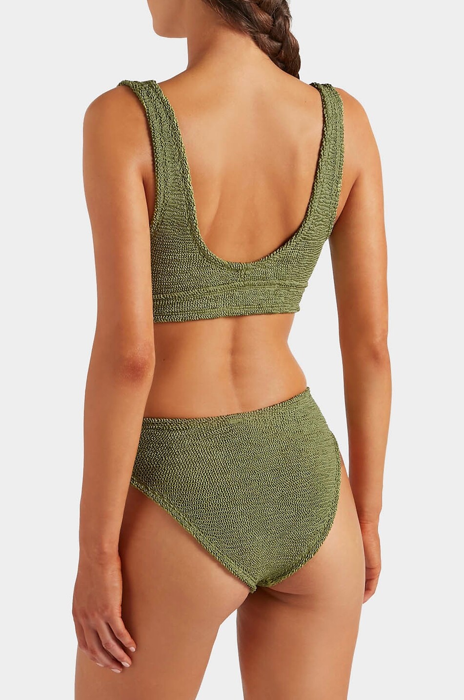 HUNZA G Zweiteiliger Badeanzug mit V-Ausschnitt Angel Damen KHAKI 3