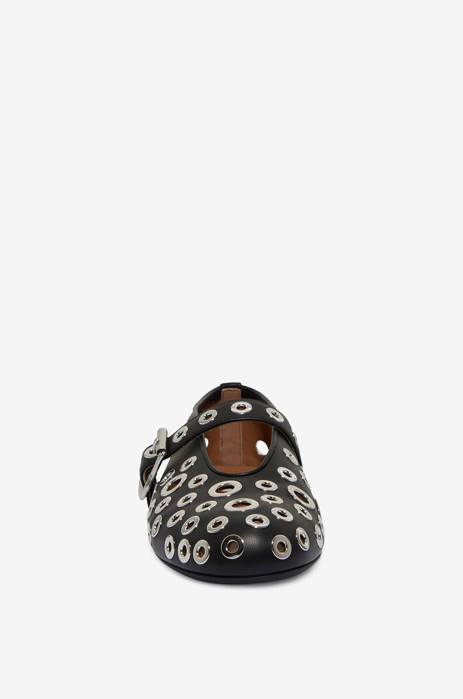 ALAÏA Round-toe leather ballet flats with eyelet embellishments Women BLACK 2