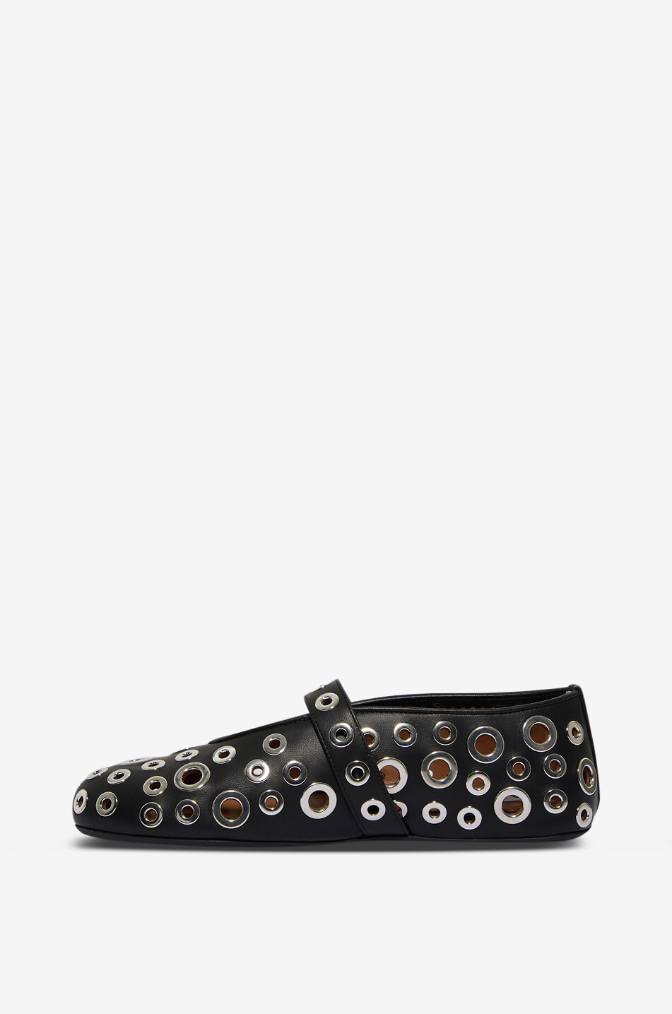 ALAÏA Round-toe leather ballet flats with eyelet embellishments Women BLACK 3