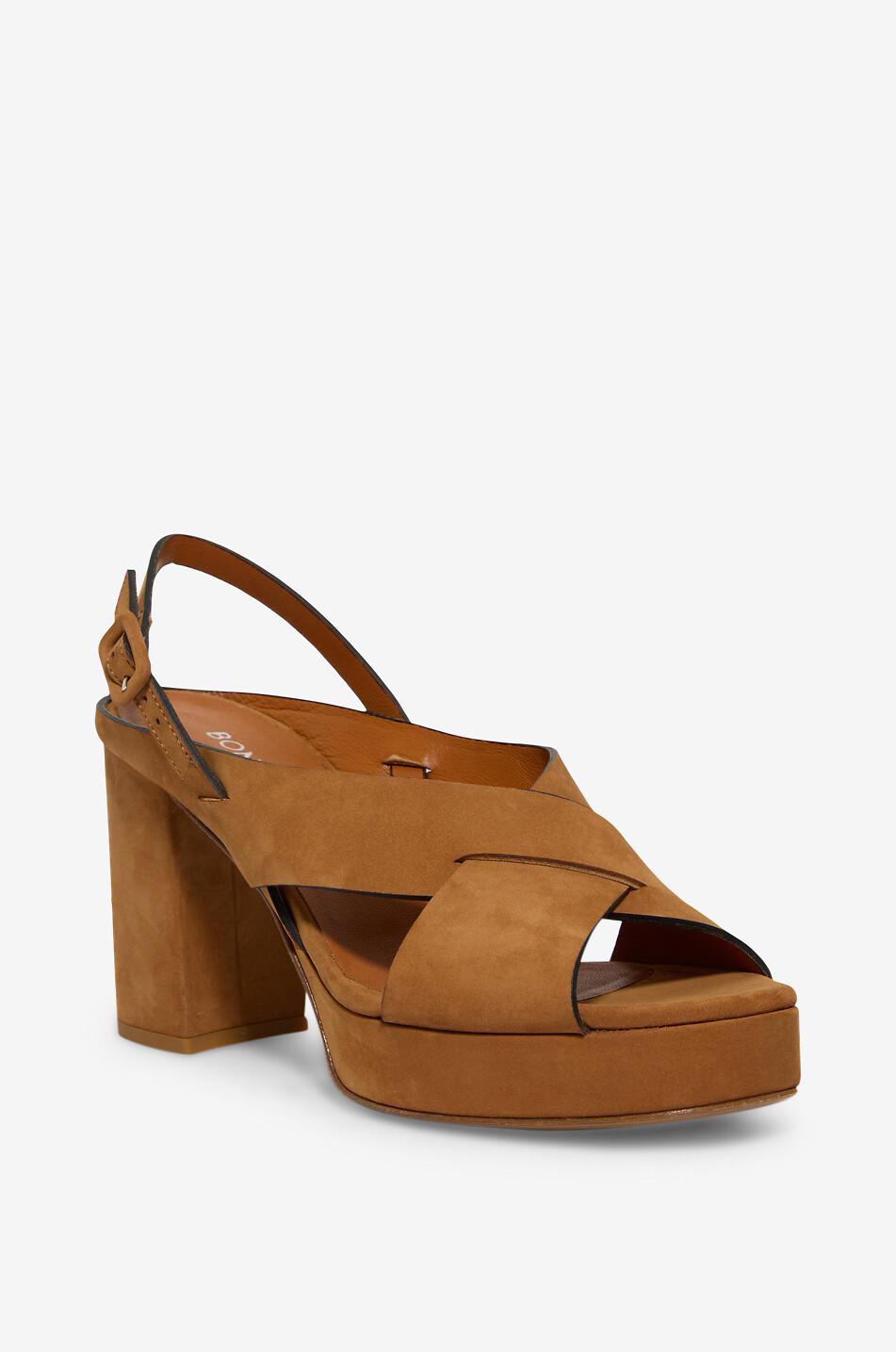 BONGENIE Sandalen mit Blockabsatz aus Wildleder Cliff Damen HELLBRAUN 1