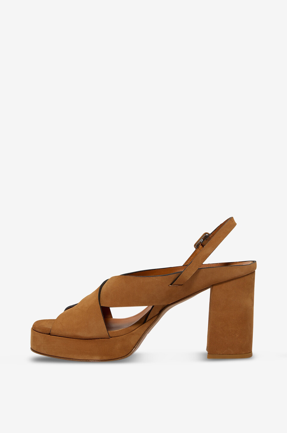 BONGENIE Sandalen mit Blockabsatz aus Wildleder Cliff Damen HELLBRAUN 3