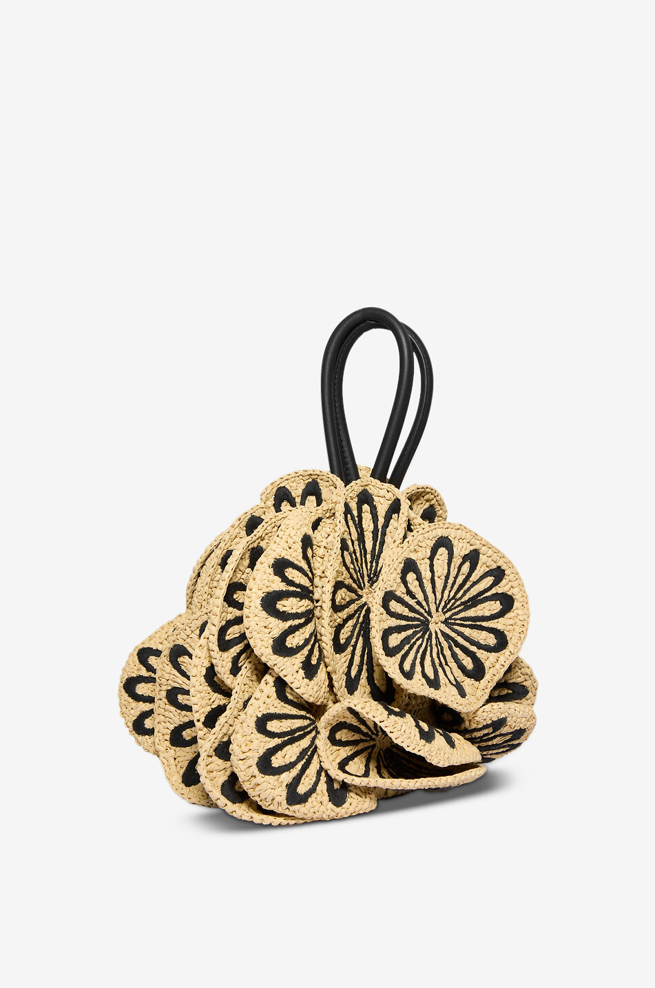 Embroidered raffia handbag