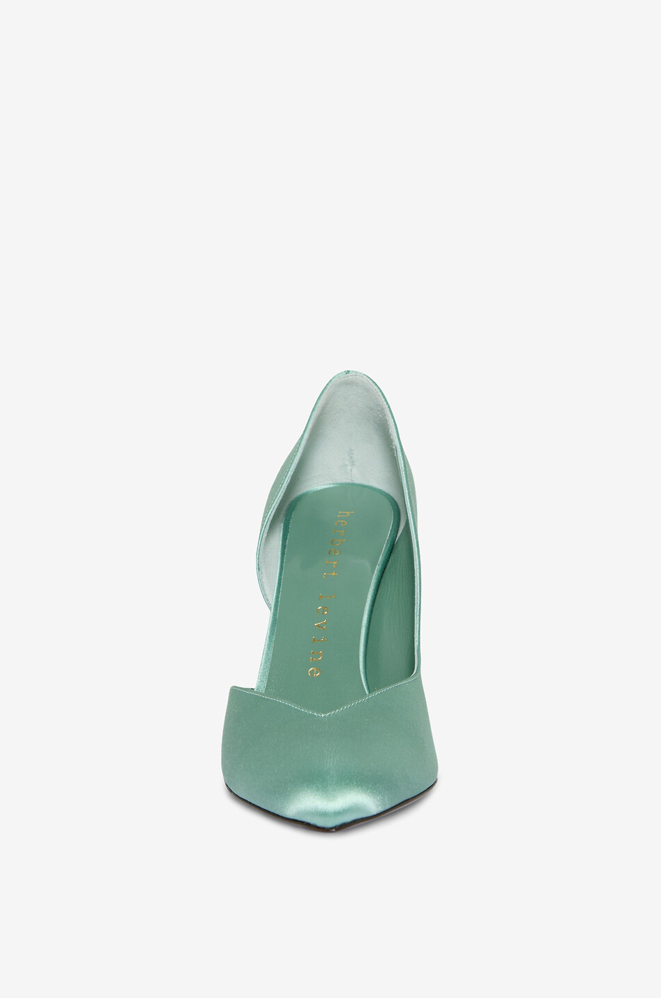 HERBERT LEVINE D'Orsay satin high-heeled pumps Women LIGHT GREEN 2
