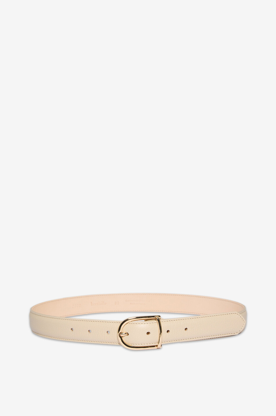 BERTHILLE 30 mm grained leather belt Women WHITE 1