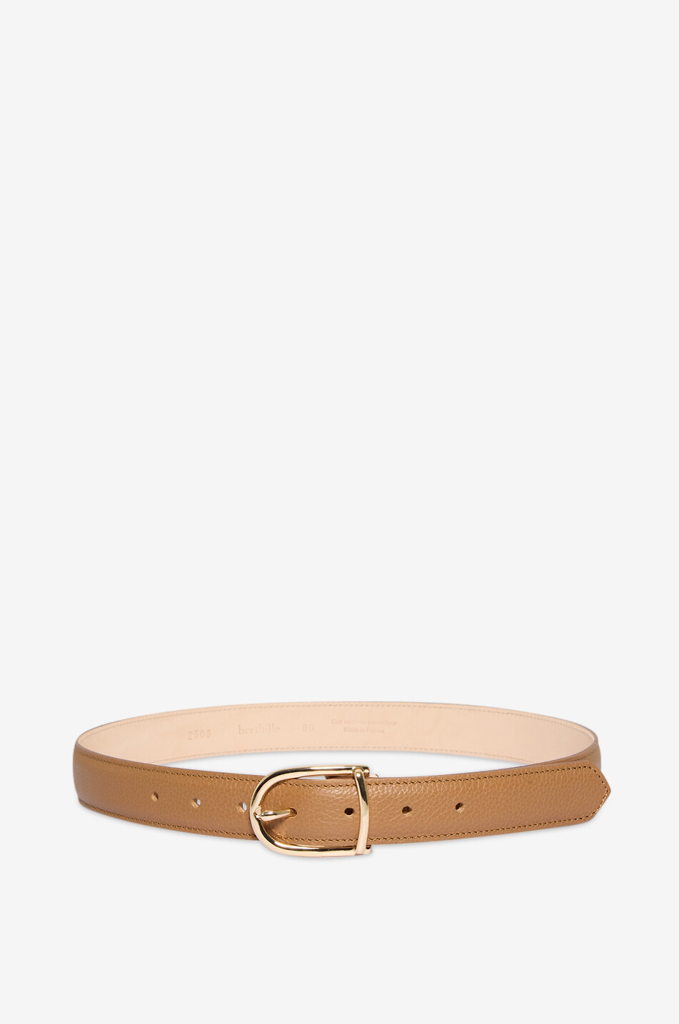 BERTHILLE 30 mm grained leather belt Women LIGHT BROWN 1