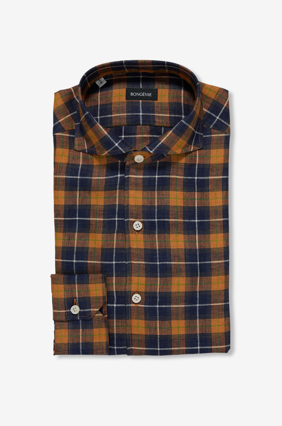 Hemd mit Cutaway-Kragen kariert aus Leinen