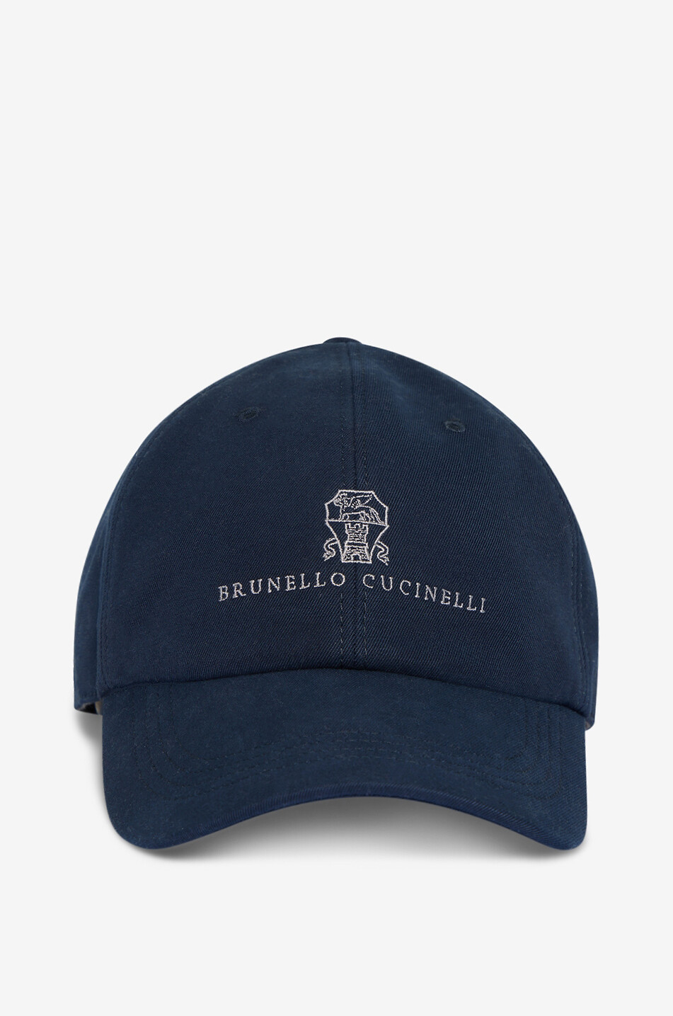 BRUNELLO CUCINELLI Logo embroidered cotton twill cap Men DARK BLUE 1