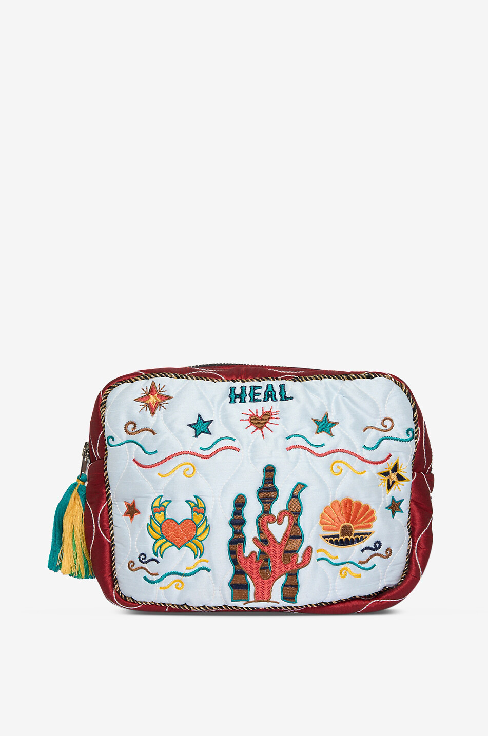 MONOKI Pochette rectangulaire brodée en soie Heal Femme BLEU 1