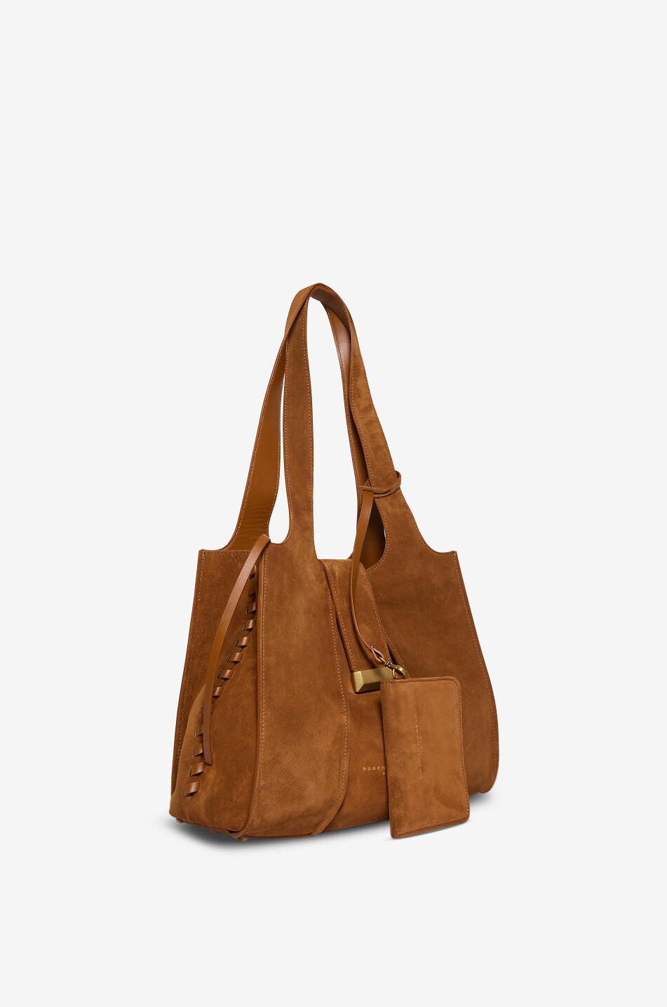 ROBERTO FESTA X BONGÉNIE Lili trapeze suede tote bag Women LIGHT BROWN 5