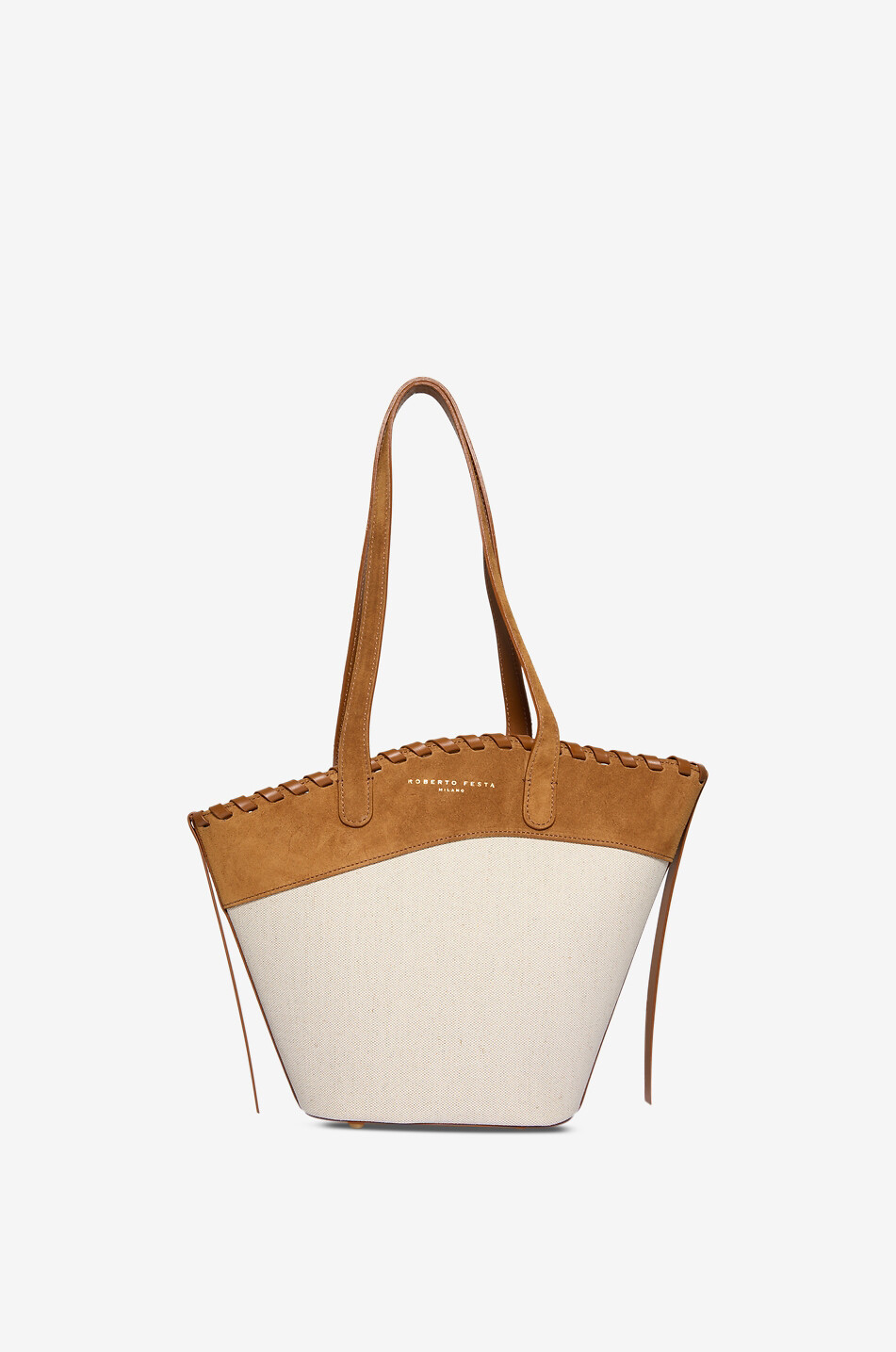 ROBERTO FESTA X BONGÉNIE Sac à main trapèze en toile et daim Cindy Femme BLANC CASSE 1