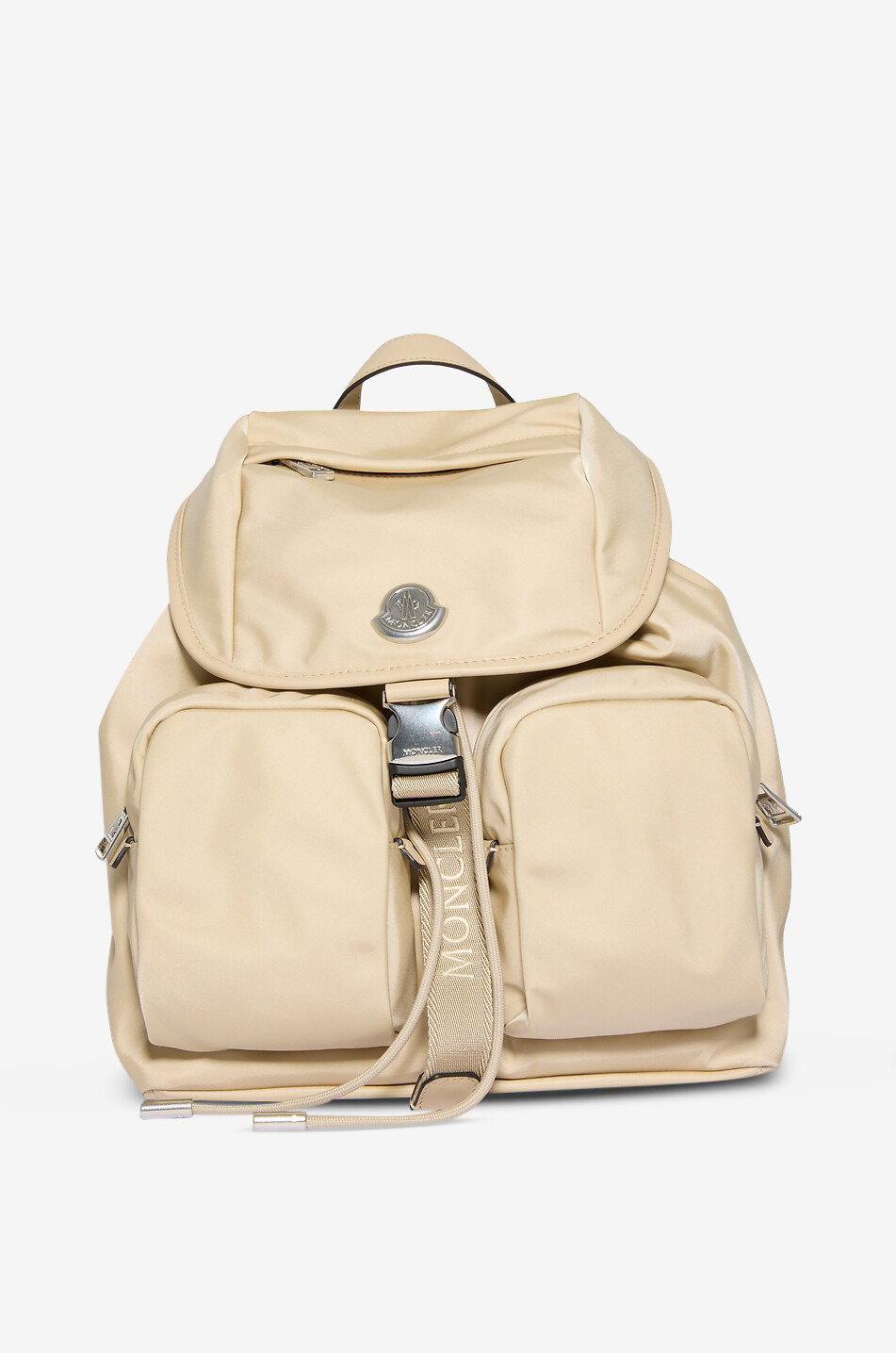 MONCLER Sac à dos en nylon et cuir New Trick Femme Beige clair 1