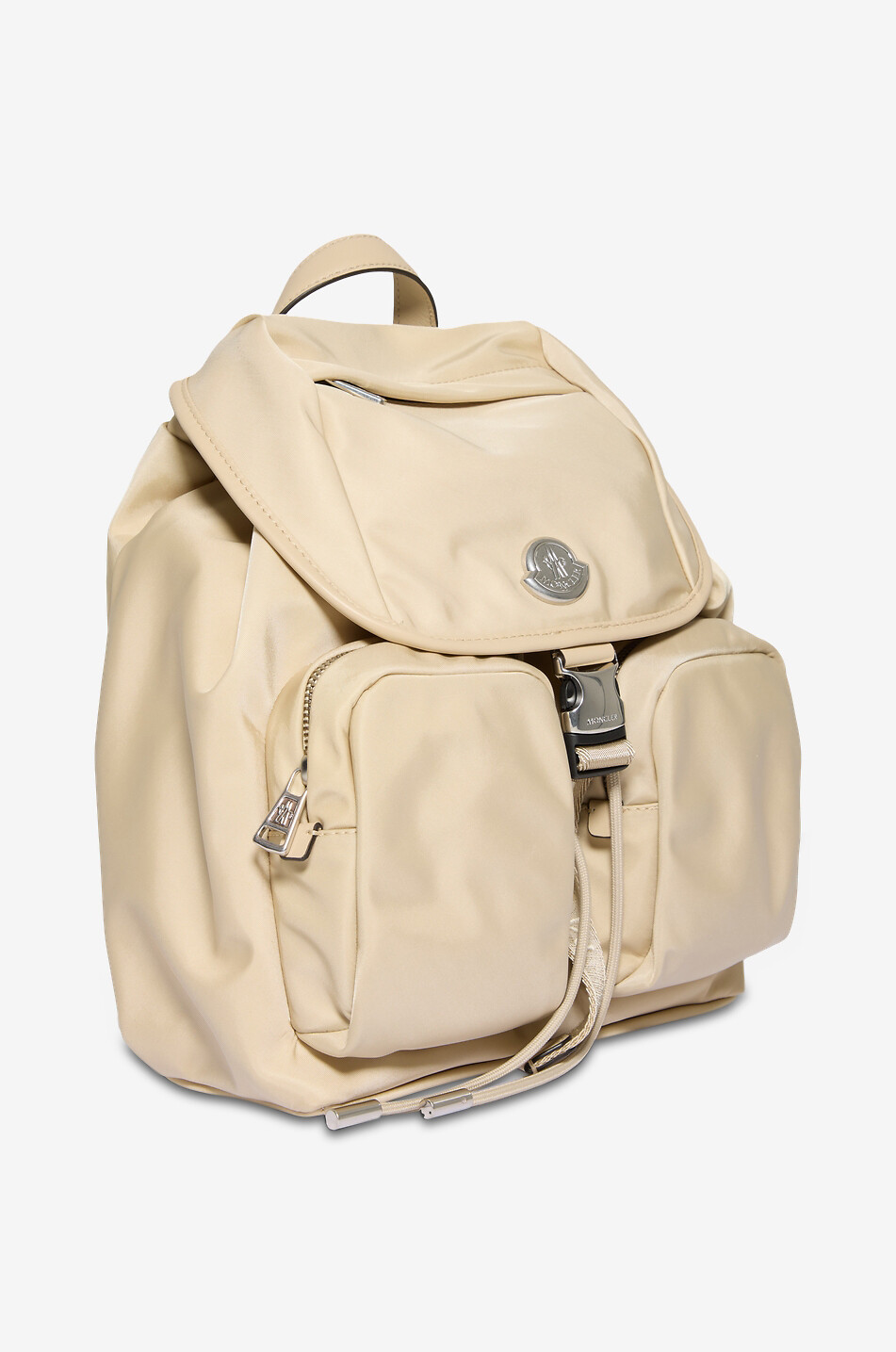 MONCLER Sac à dos en nylon et cuir New Trick Femme Beige clair 2