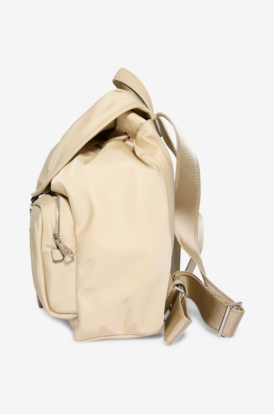 MONCLER Sac à dos en nylon et cuir New Trick Femme Beige clair 4
