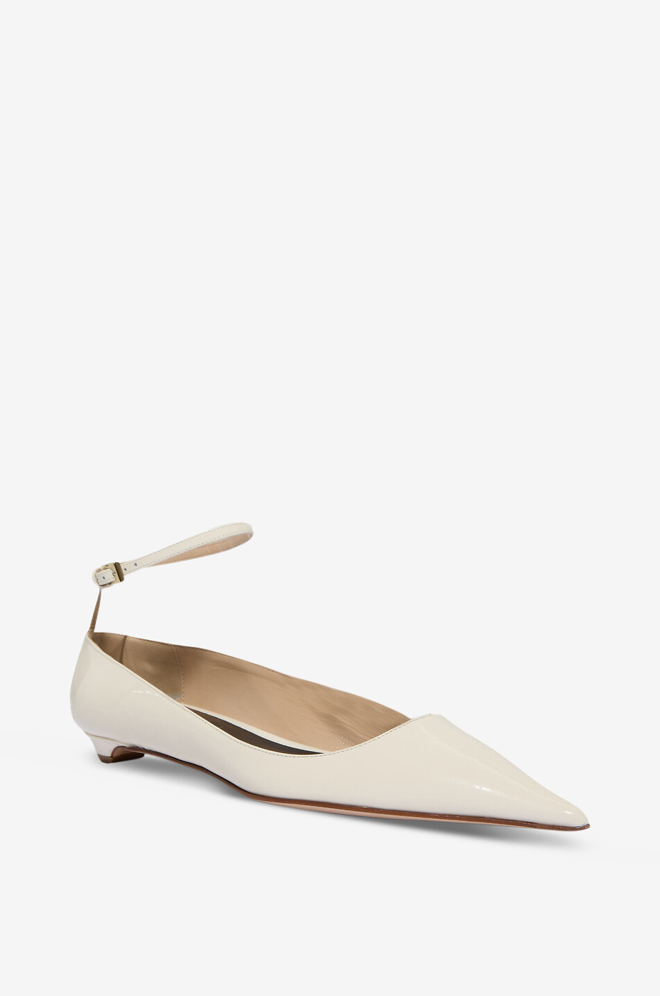 TOM FORD Ballerines bout pointu à bride en cuir verni Femme BLANC CASSE 1