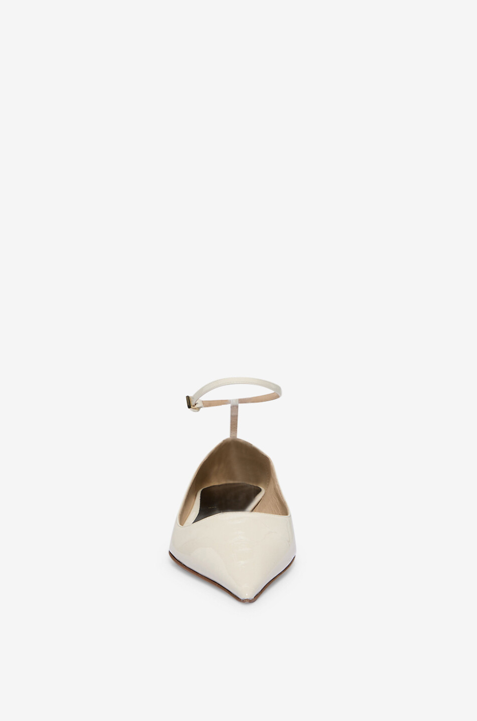 TOM FORD Ballerines bout pointu à bride en cuir verni Femme BLANC CASSE 2