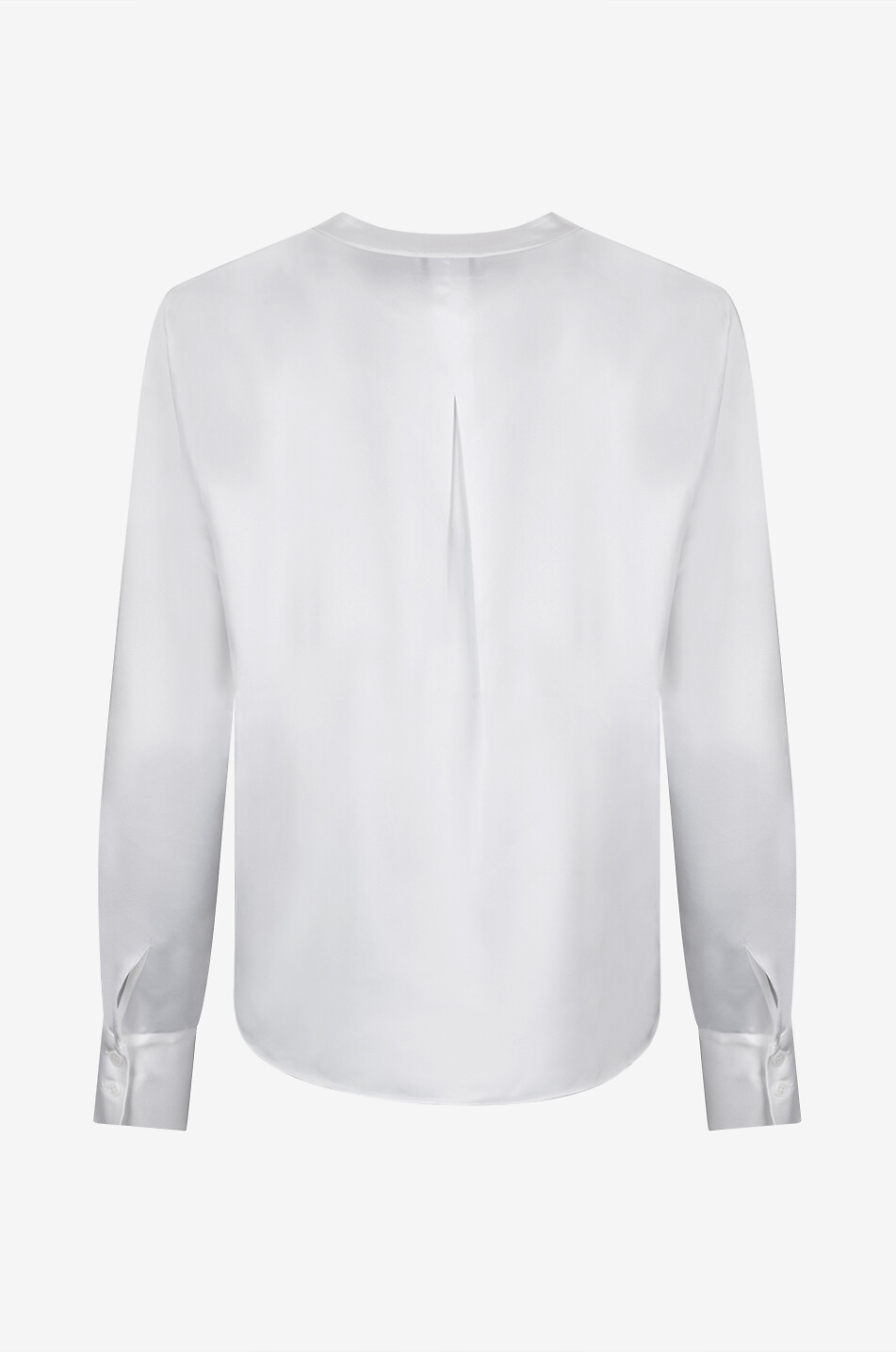 BONGENIE Bluse mit V-Ausschnitt aus Seidensatin Damen WEISS 2