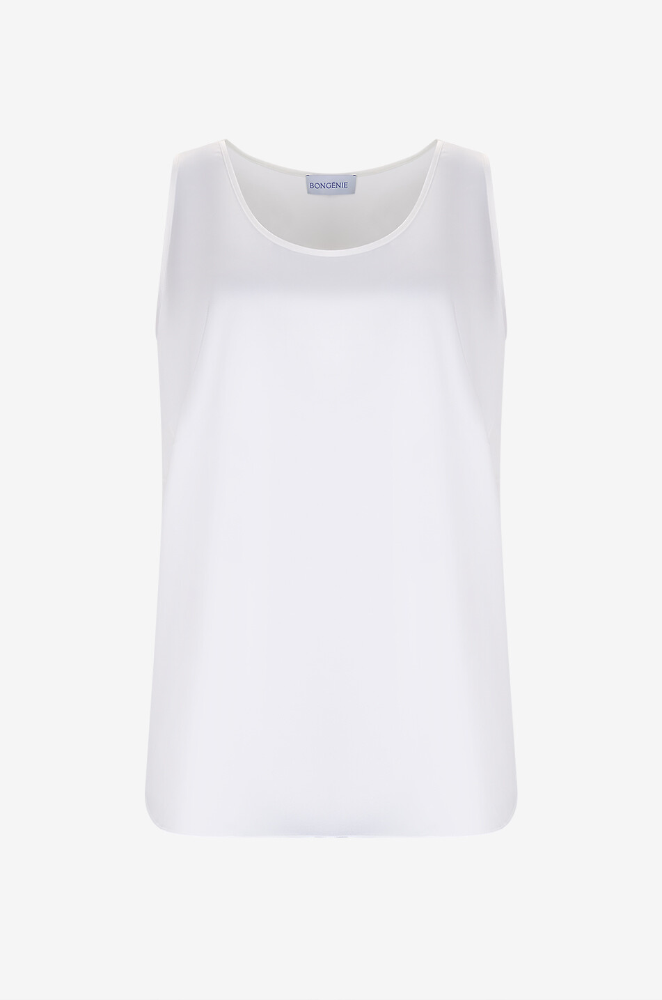 BONGÉNIE Top à col rond sans manches en soie Femme BLANC 1