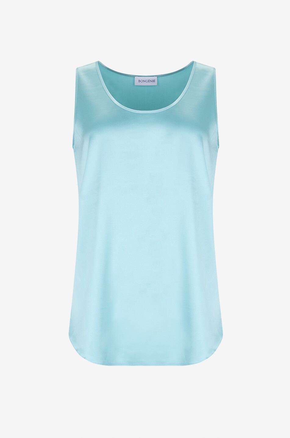 Crew-neck sleeveless silk top