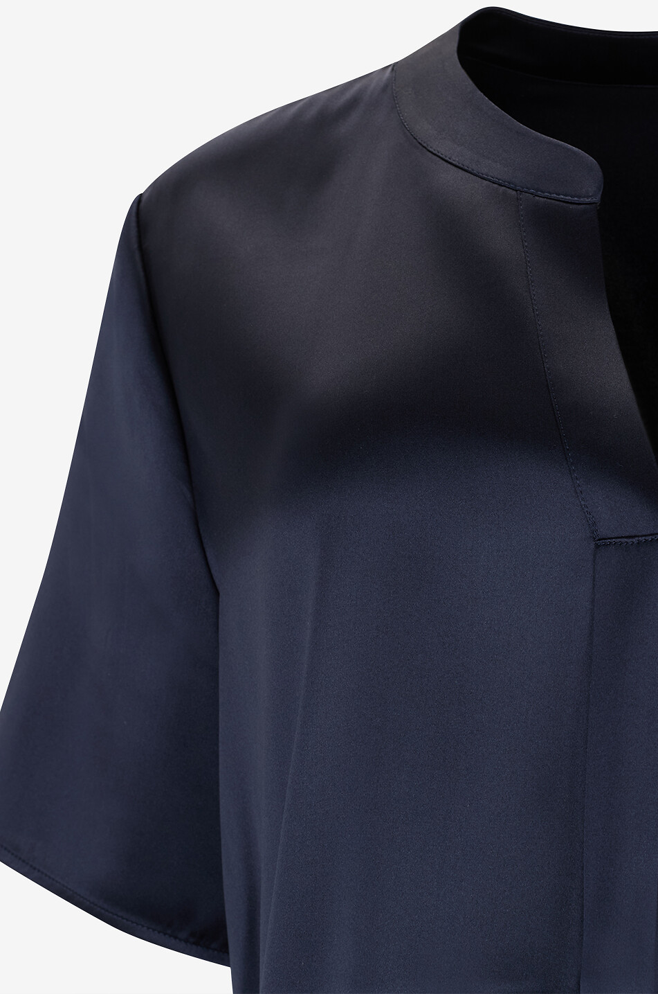 BONGENIE Blouse short-sleeved v-neck in silk Women DARK BLUE 3