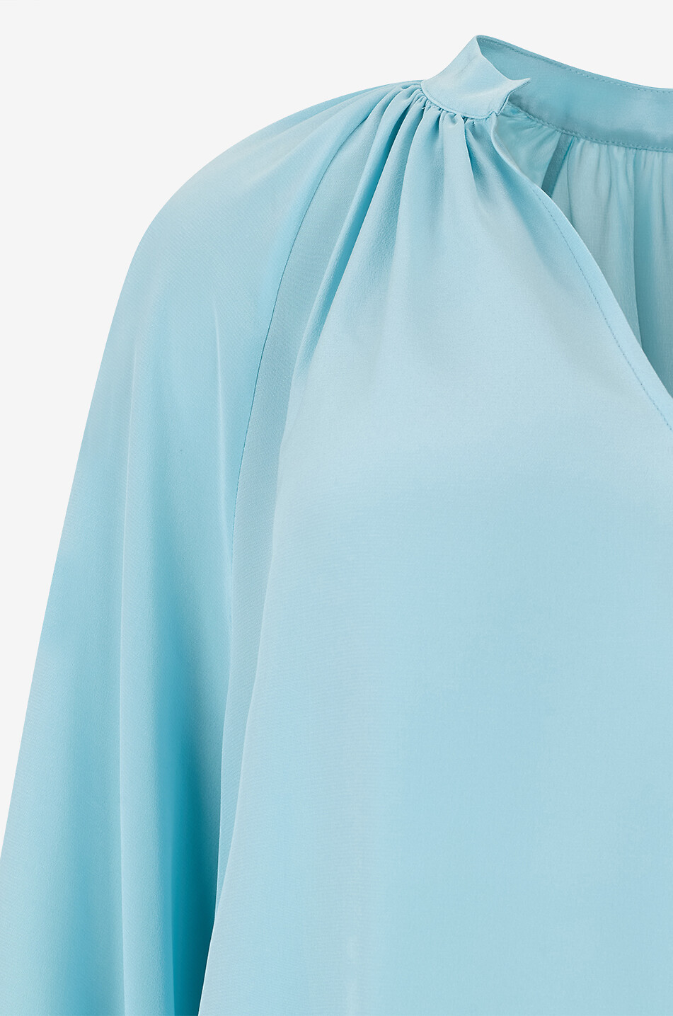 BONGENIE Puffed-sleeve V-neck silk blouse Women BLUE 3