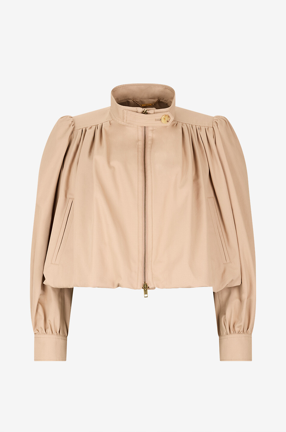 CHLOE Veste courte à manches bouffantes en coton Femme MARRON CLAIR 1