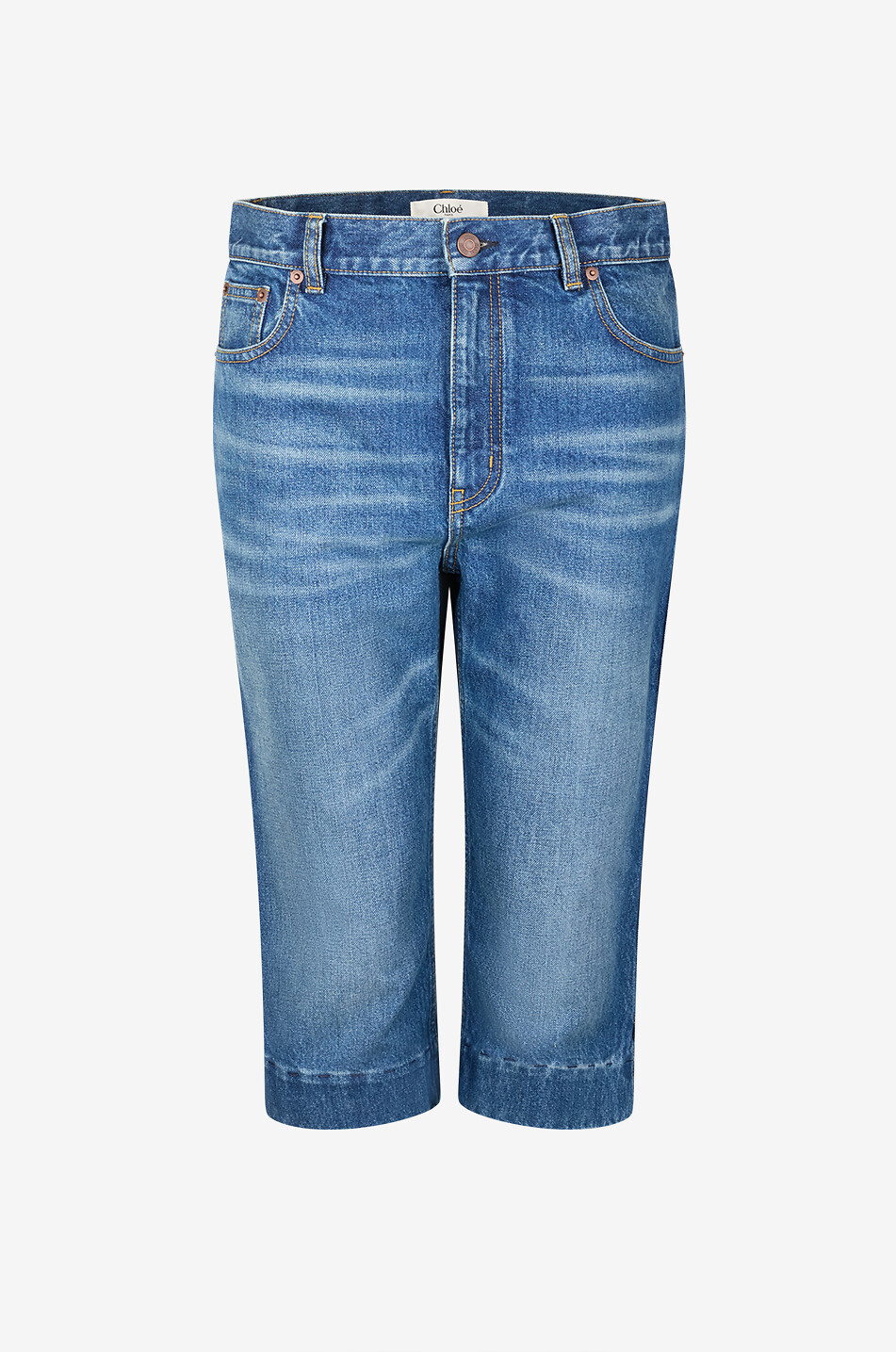 CHLOE Capri cotton denim cropped trousers Women BLUE 1