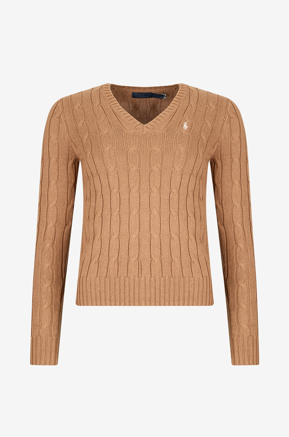 POLO RALPH LAUREN V-neck cable-knit cotton jumper Women CAMEL 1