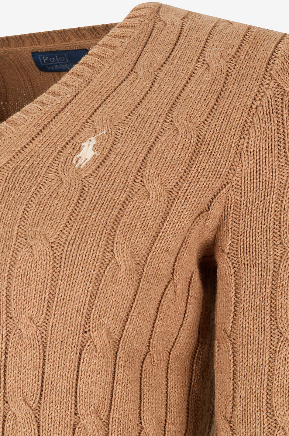 POLO RALPH LAUREN V-neck cable-knit cotton jumper Women CAMEL 3
