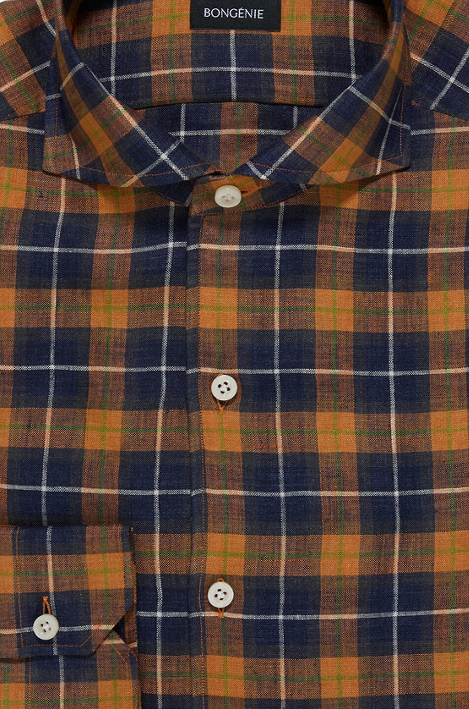 BONGENIE Hemd mit Cutaway-Kragen kariert aus Leinen Herren MITTELORANGE 2