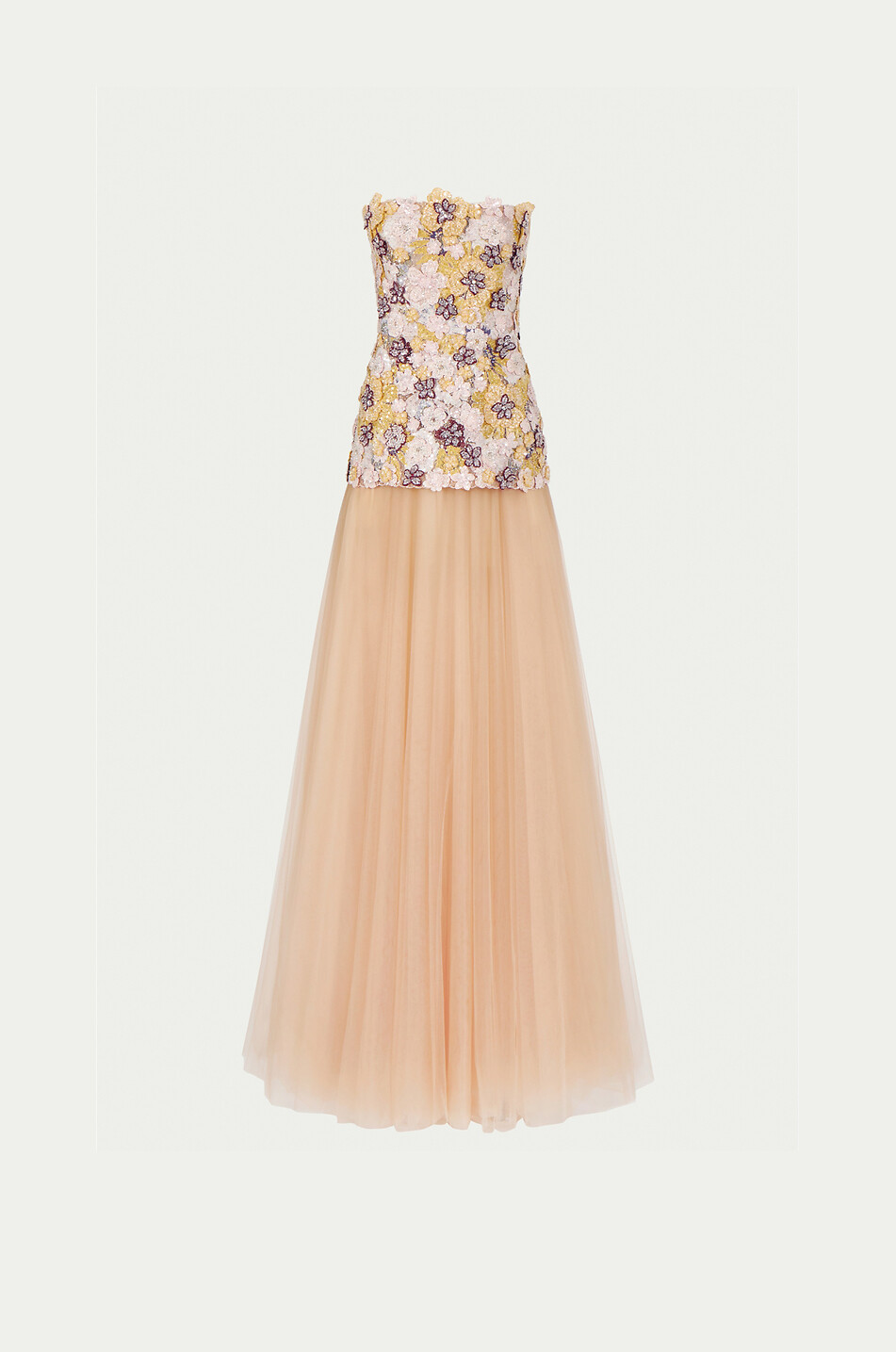 Thia beaded tulle strapless maxi dress