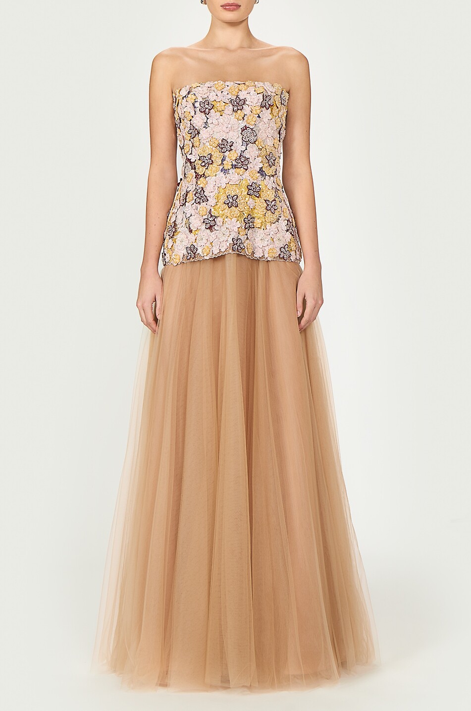 COSTARELLOS Thia beaded tulle strapless maxi dress Women MULTI COLOURED 5