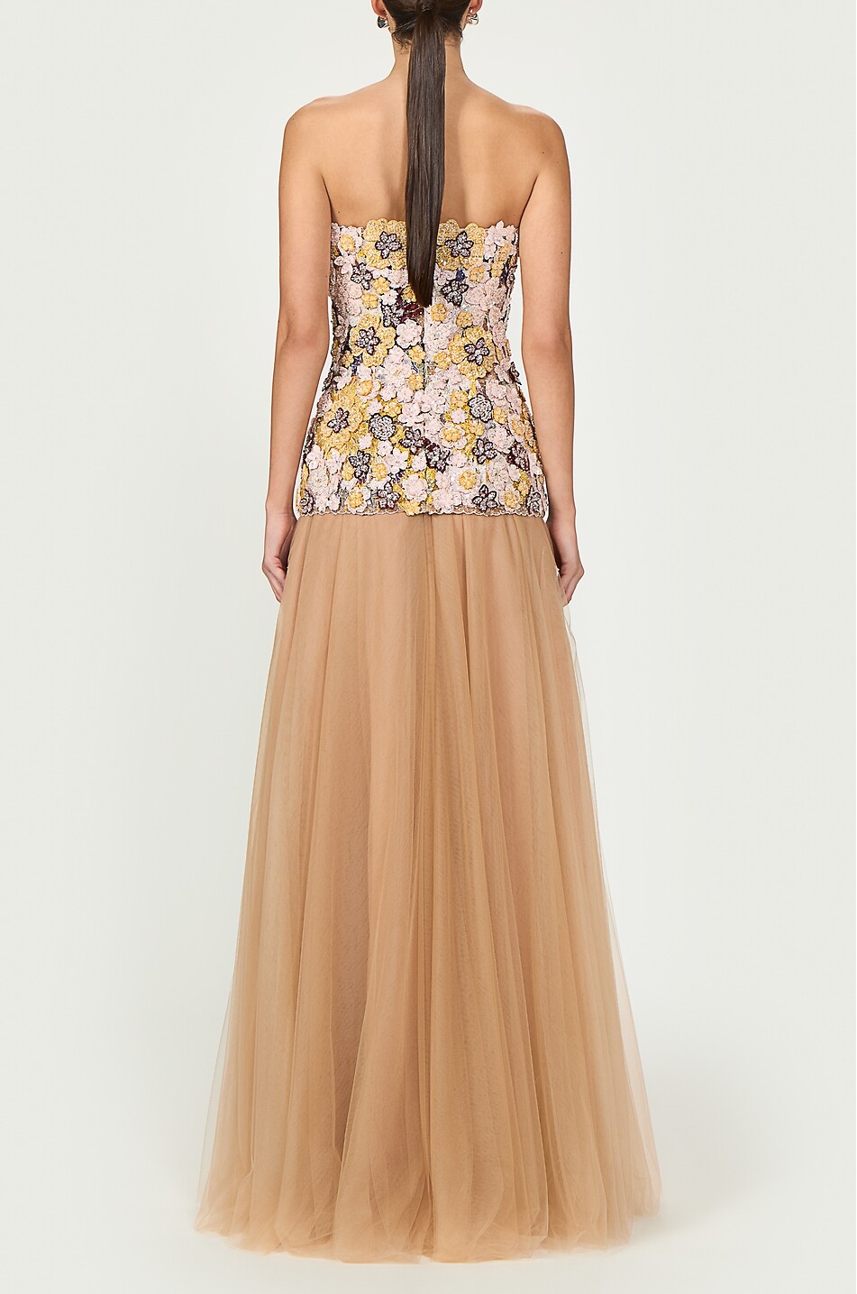 COSTARELLOS Thia beaded tulle strapless maxi dress Women MULTI COLOURED 6