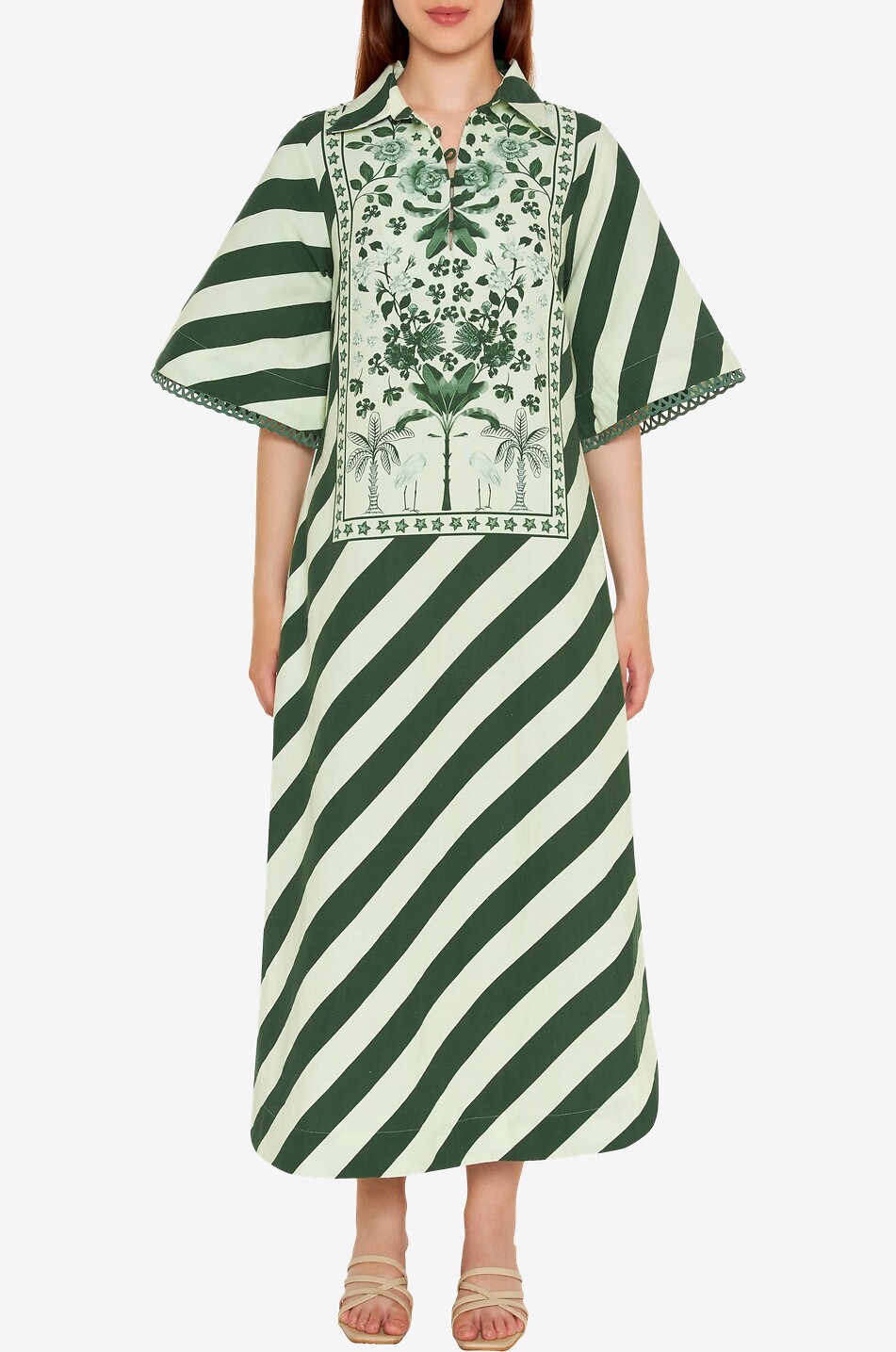 VERANDAH Summer striped shirt collar midi dress Women MULTI COLOURED 3