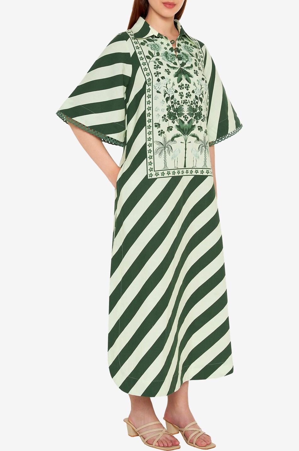VERANDAH Summer striped shirt collar midi dress Women MULTI COLOURED 6