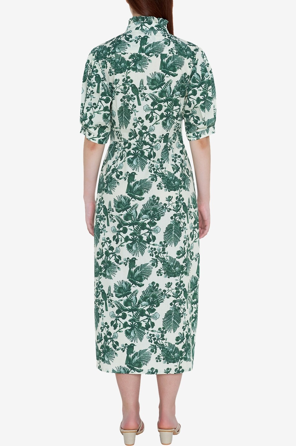 VERANDAH Hand Draped Midi printed cotton midi shirt dress Women MULTI COLOURED 4