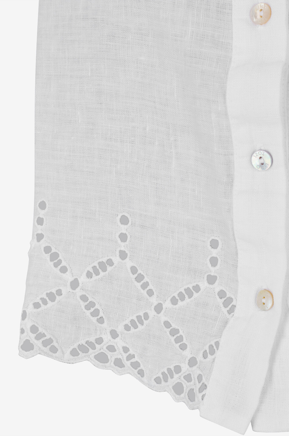 120% LINO Top à col chemise sans manches en lin à broderies anglaises Femme BLANC 3