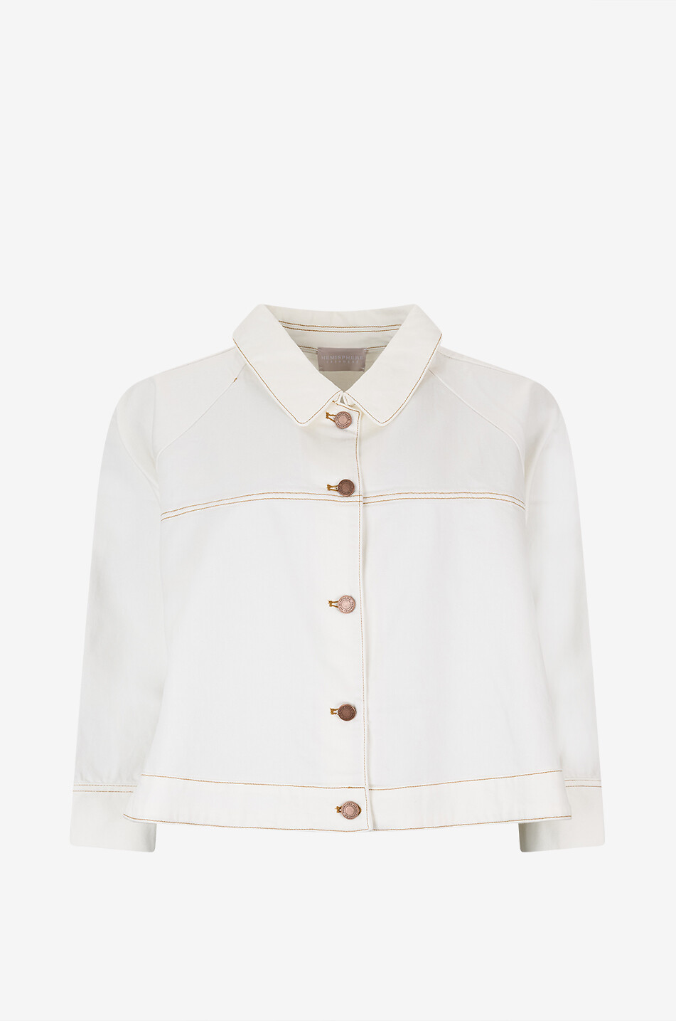 Kurze Hemdkragenjacke aus Baumwolldenim