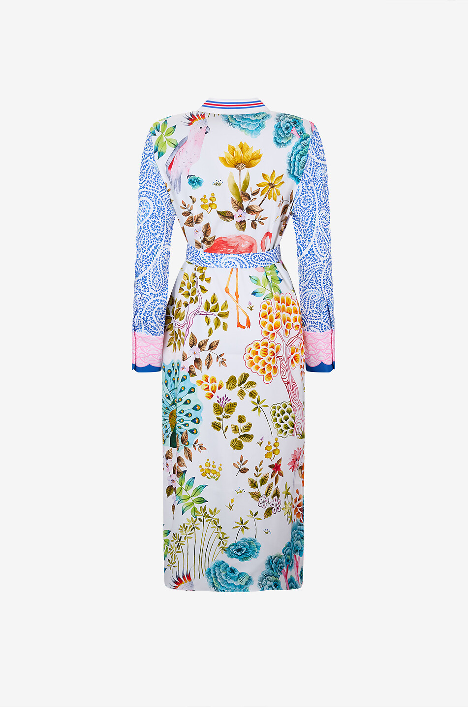 HERZENS Belted midi silk crepe shirt dress Women MULTI COLOURED 2