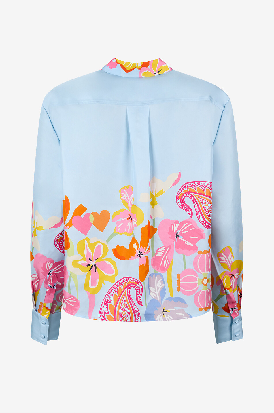 HERZENS Short-sleeved floral print silk shirt Women LIGHT BLUE 2