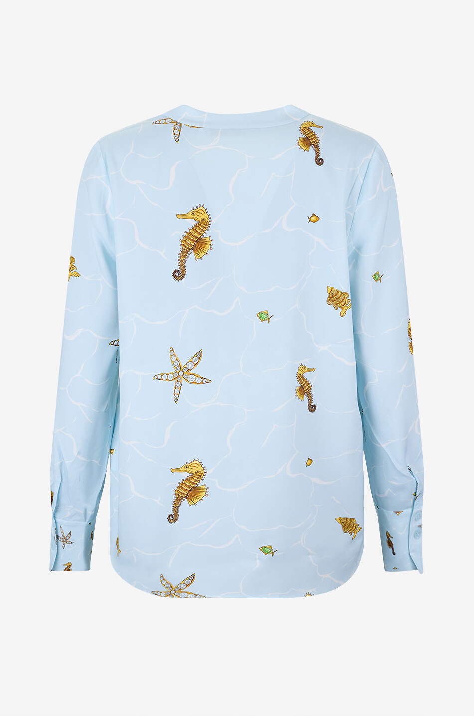 HERZENS V-neck printed silk blouse Women LIGHT BLUE 2