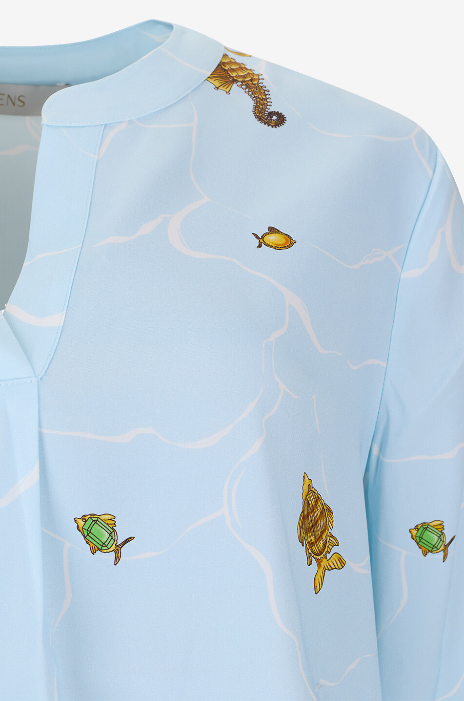 HERZENS V-neck printed silk blouse Women LIGHT BLUE 3