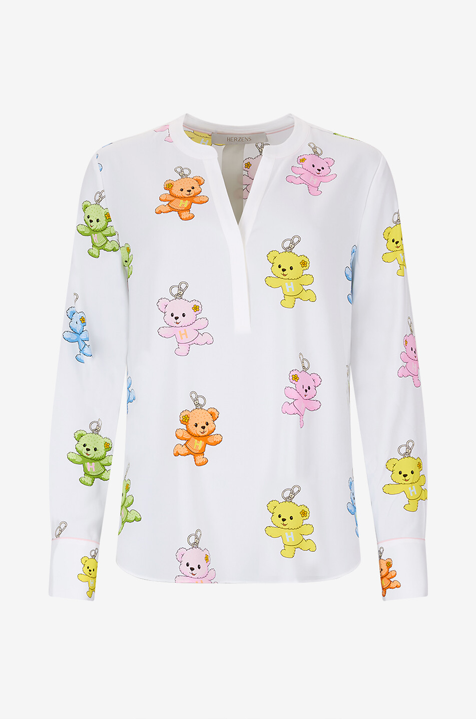 HERZENS V-neck blouse in printed silk Women MULTI COLOURED 1