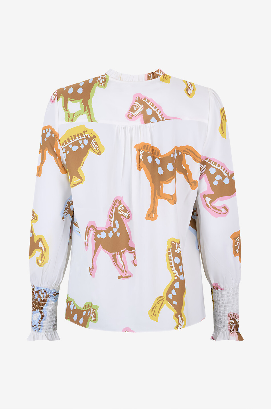 HERZENS Puff-sleeved shirt in printed silk Women MULTI COLOURED 2