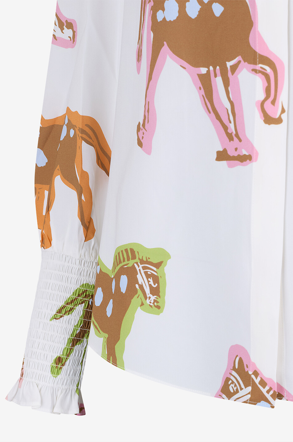 HERZENS Puff-sleeved shirt in printed silk Women MULTI COLOURED 3