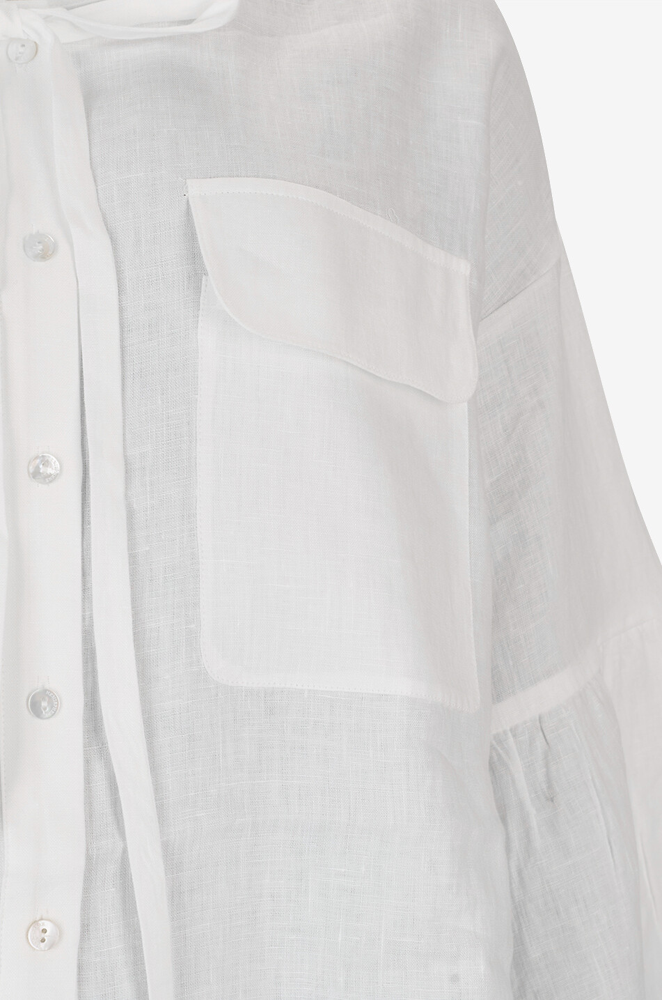 HEMISPHERE Oversized round-neck linen shirt Women WHITE 3